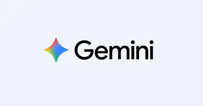 Logotypen för Google Gemini. En färgglad stjärna och ordet "Gemini" i svart text.