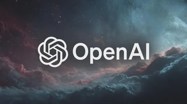 Logotypen för OpenAI mot en bakgrund av stjärnor och nebulosor.