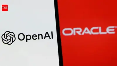 Logotyper för OpenAI och Oracle bredvid varandra. OpenAI:s logga är svart på vit bakgrund, Oracles vit på röd.