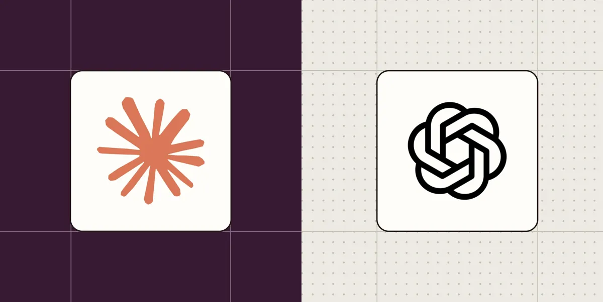 Logotyper för Anthropic (Claude) och OpenAI (Sora) på rutig bakgrund.